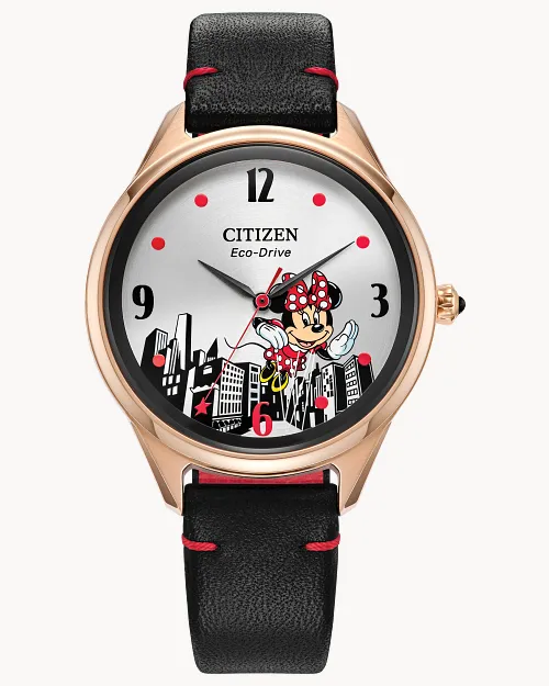 Soaring High Minnie Mouse Silver-Tone Dial Leather Strap FE7102 Soaring High Minnie Mouse Silver-Tone Dial Leather Strap FE7102